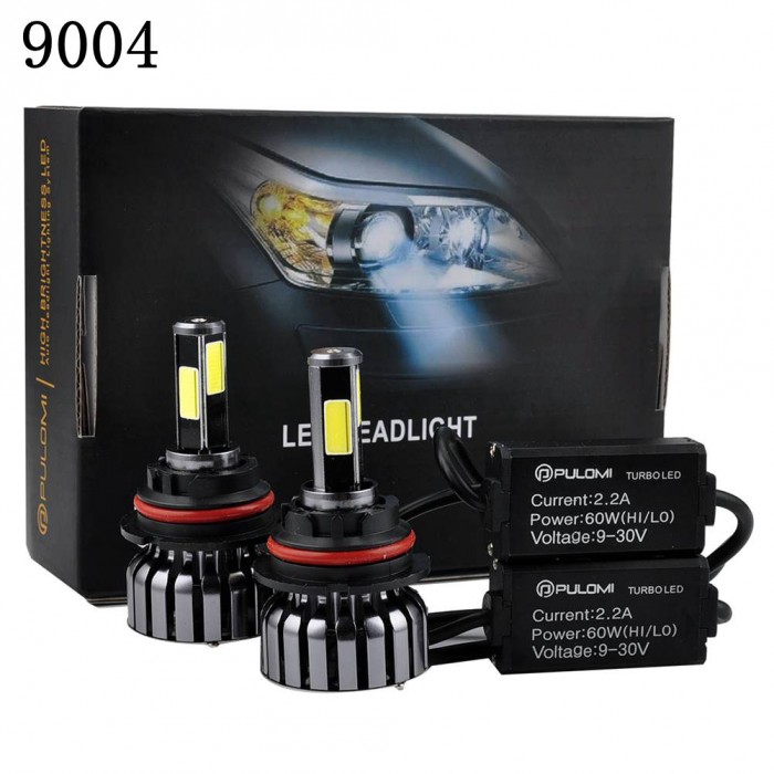 9004 Hi/Low Beam 120W 12800lm 4 Sides CREE LED Headlight Kit HB1 6000K Bulbs 12V