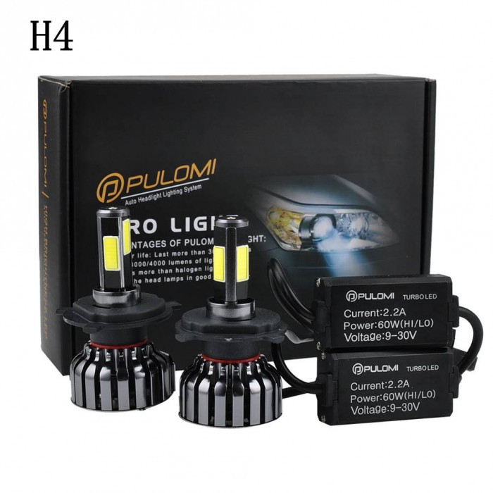 H4 9003 HB2 Hi/Low Beam 120W 12800lm 4 Sides CREE LED Headlight Kit 6000K Bulbs