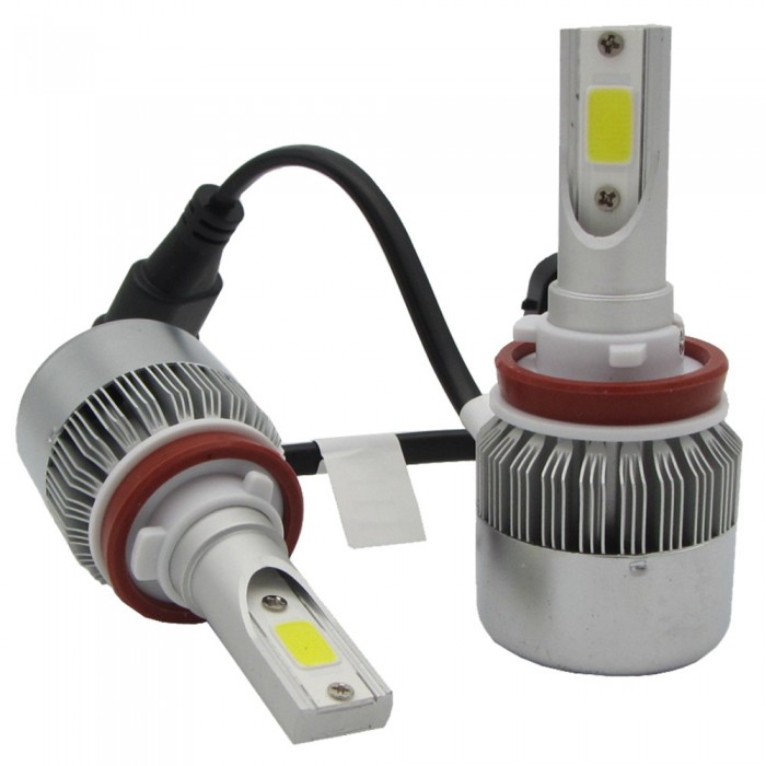 72W 7200lm 2 Sides COB LED Headlight Kit H8 H9 H11 Low Beam 6000K Bulb White 12V