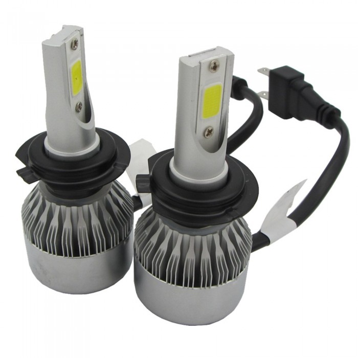 72W 7200lm 2 Sides COB LED Headlight Kits H7 High Low Beam 6000K Bulbs White 12V