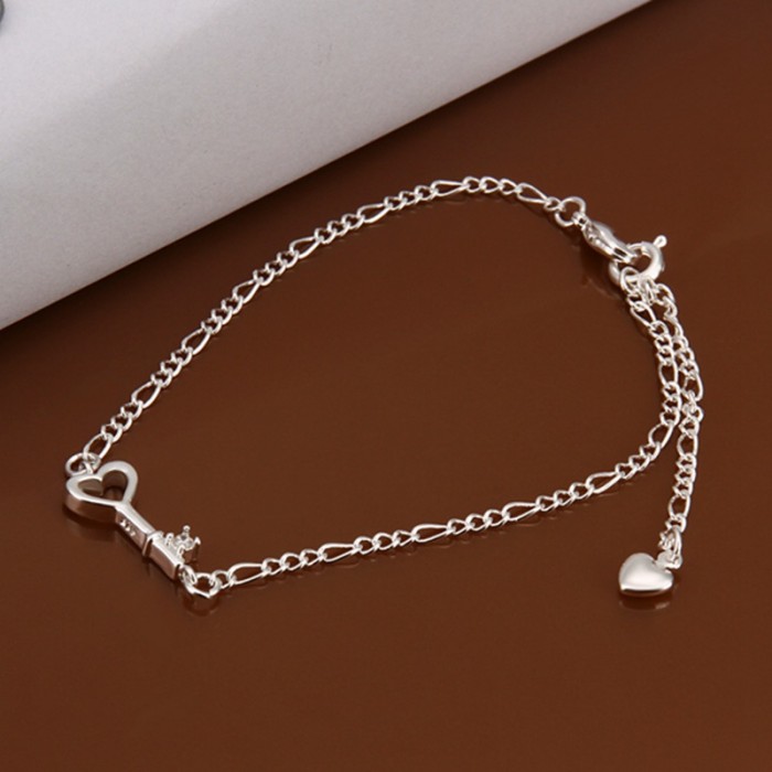 SA024 Fashion Silver Jewelry Crystal Key Foot Chain Anklet Ankle Bracelet