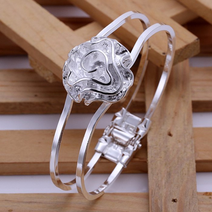 SK012 Fashion Silver Jewelry Rose Bangles Bracelet