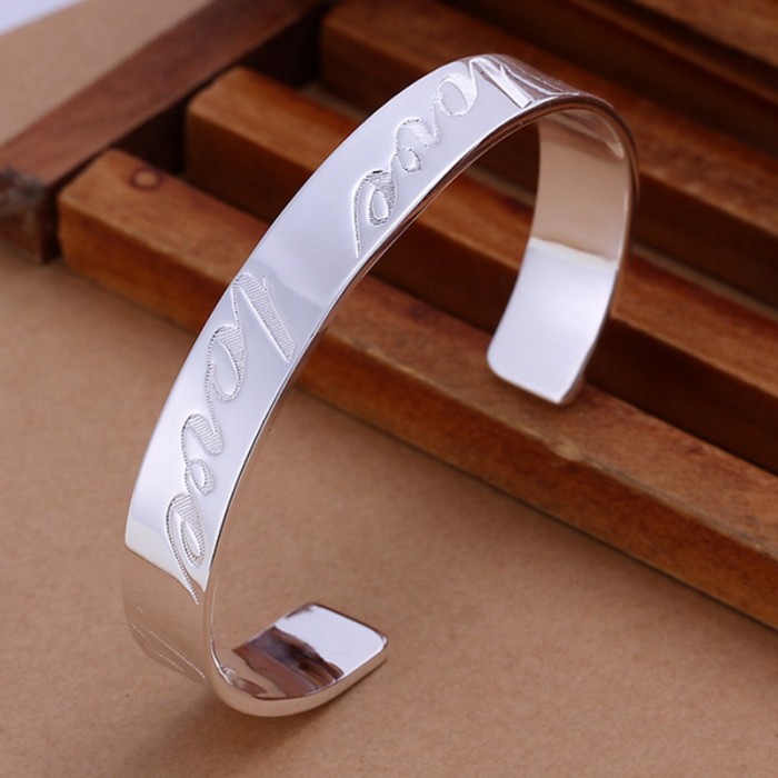 SK014 Fashion Silver Men Jewelry LOVE Bangles Bracelet