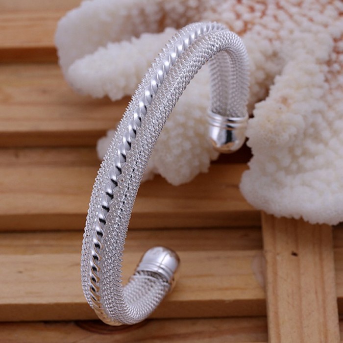 SK021 Fashion Silver Jewelry Twist Mesh Bangles Bracelet