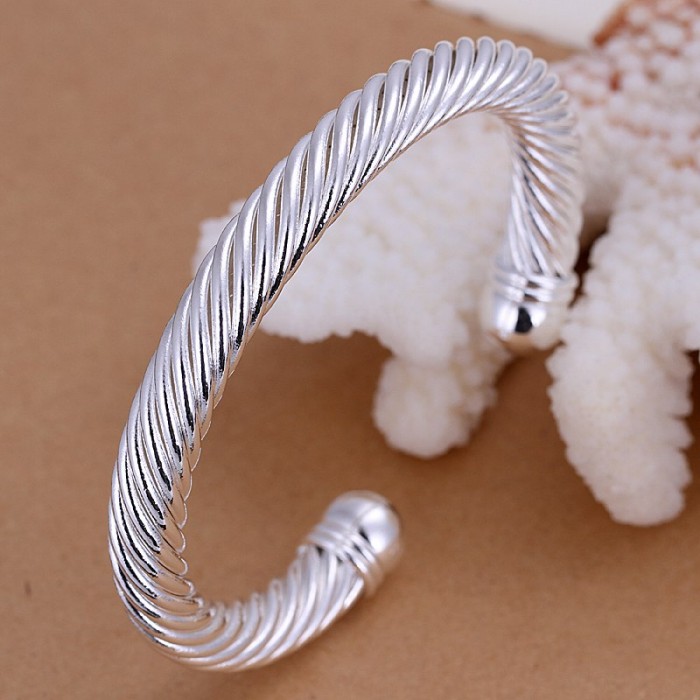 SK030 Fashion Silver Men Jewelry Twist Bangles Bracelet