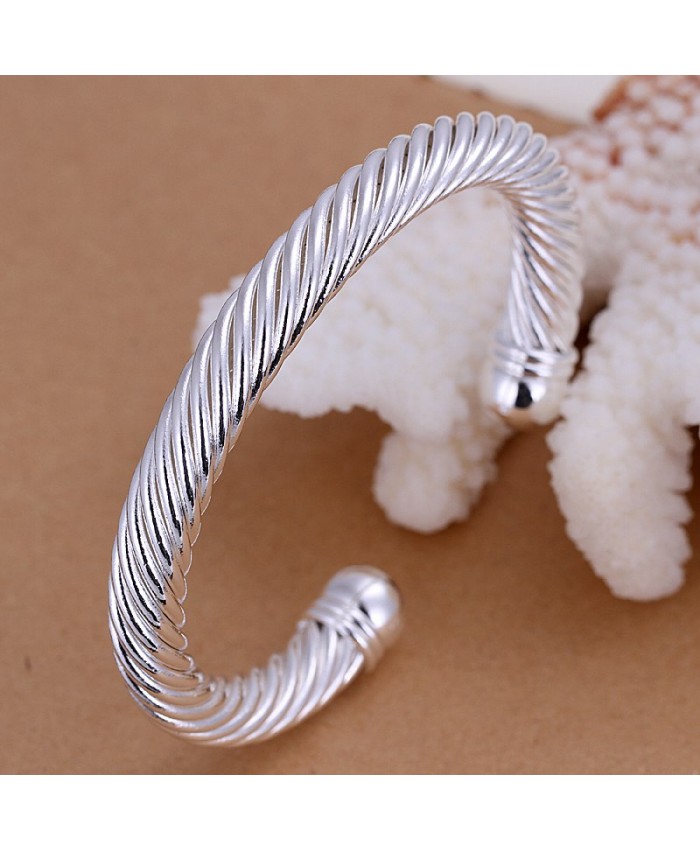SK030 Fashion Silver Men Jewelry Twist Bangles Bracelet