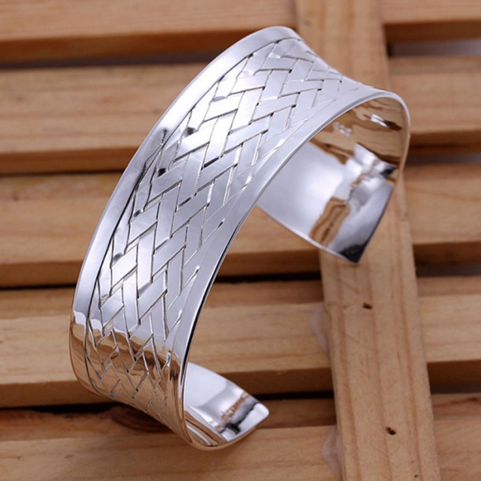 SK031 Fashion Silver Jewelry Weave Cuff Bangles Bracelet