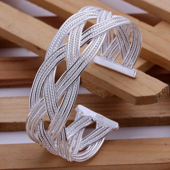 SK033 Fashion Silver Jewelry Weave Cuff Bangles Bracelet