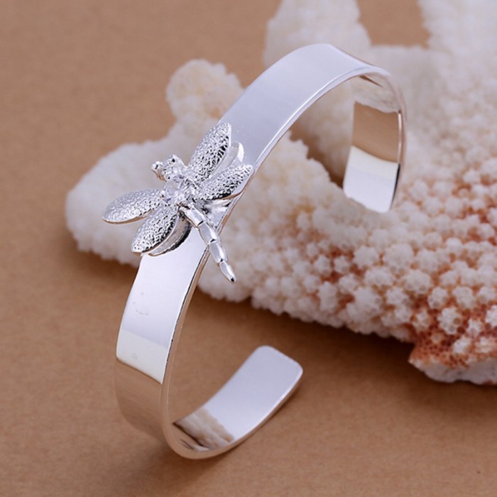 SK041 Fashion Silver Jewelry Crystal Dragonfly Bangles Bracelet