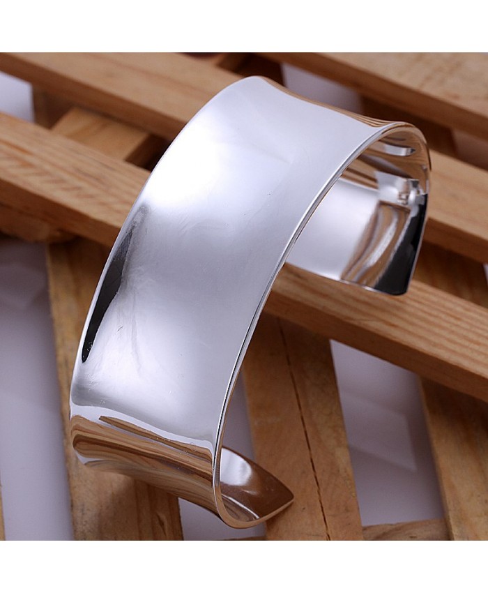 SK042 New Silver Men Jewelry Bright Big Cuff Bangles Bracelet