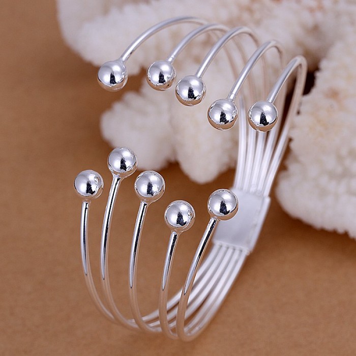 SK058 Fashion Silver Jewelry 5 Line Bead Bangles Bracelet