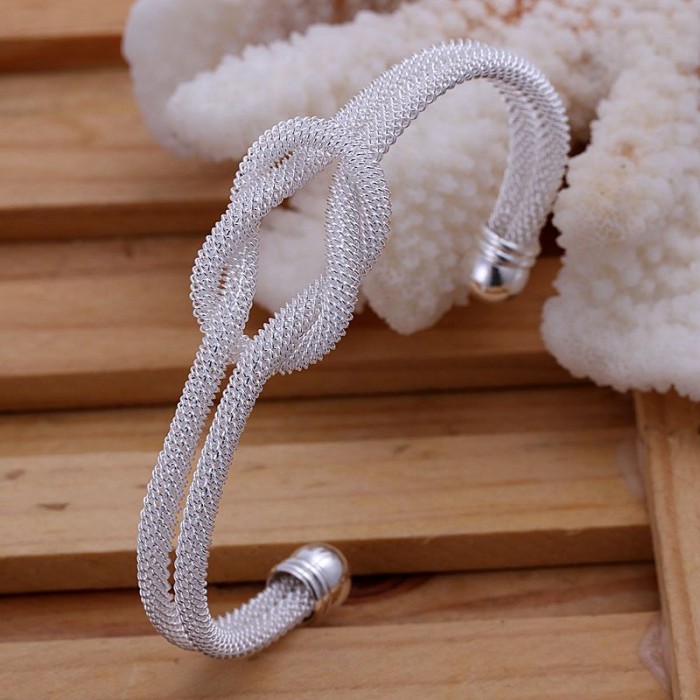 SK091 Fashion Silver Jewelry Mesh Knot Bangles Bracelet