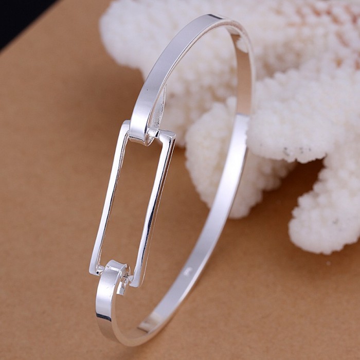 SK104 Fashion Silver Jewelry Rectangle Bangles Bracelet