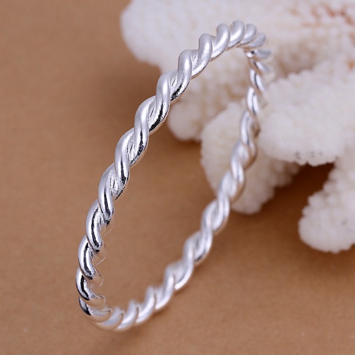 SK148 Fashion Silver Jewelry Twist Circle Bangles Bracelet