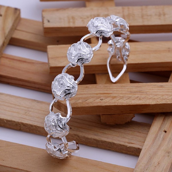 SK163 Fashion Silver Jewelry Rose Bangles Bracelet