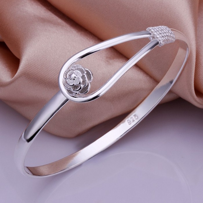 SK179 Fashion Silver Jewelry Rose Bangles Bracelet