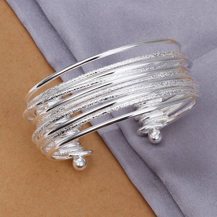 SK194 Fashion Silver Jewelry Bright Line Bangles Bracelet