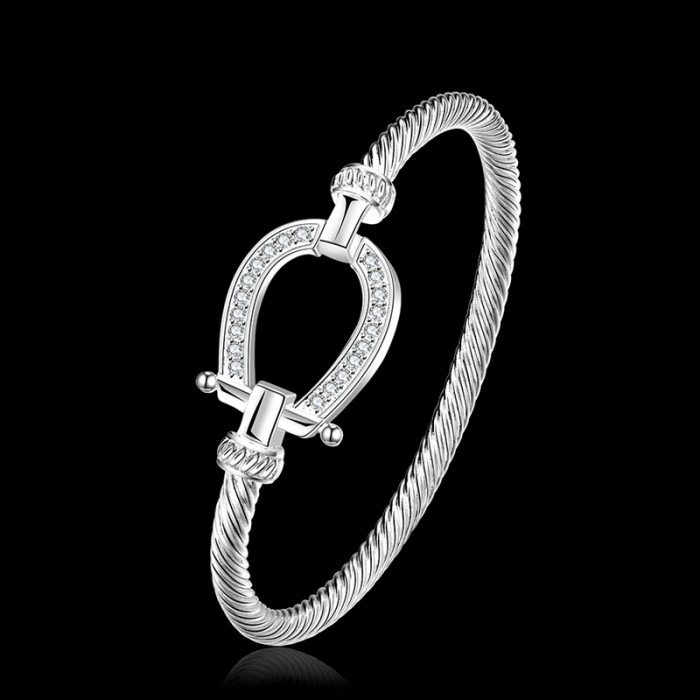 SK217 Fashion Silver Jewelry Crystal Waterdrop Bangles Bracelet