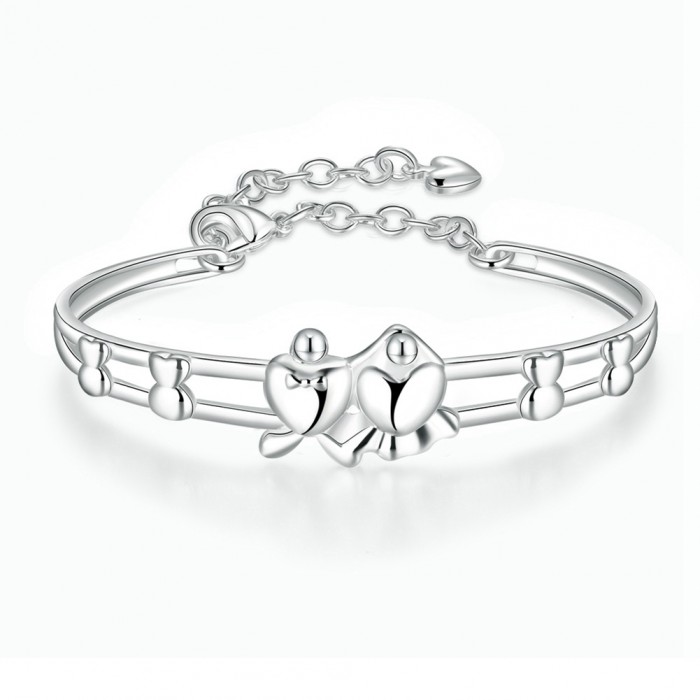 SK238 Fashion Silver Jewelry Heart Angel Bangles Bracelet