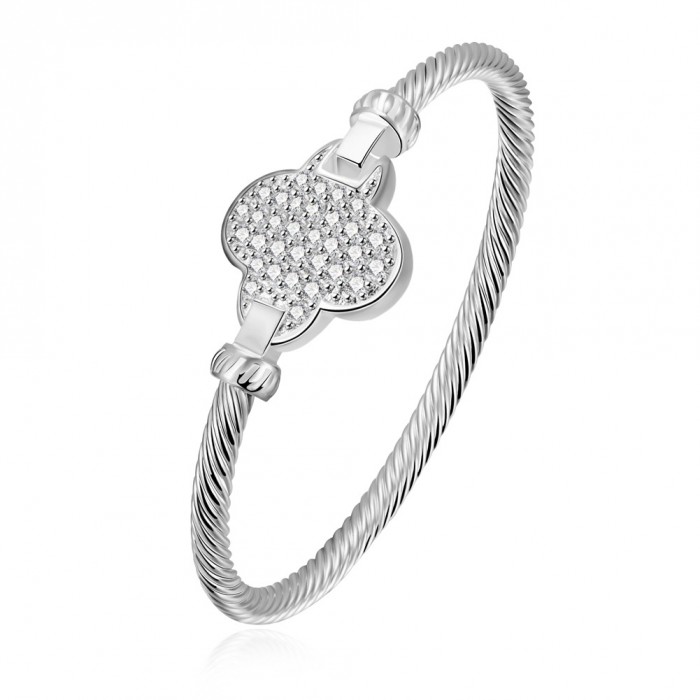 SK250 Fashion Silver Jewelry Crystal Beauty Bangles Bracelet