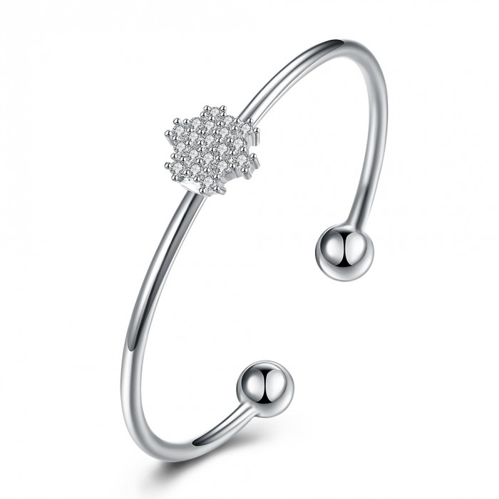 SK263 Fashion Silver Jewelry Crystal Flower Bangles Bracelet