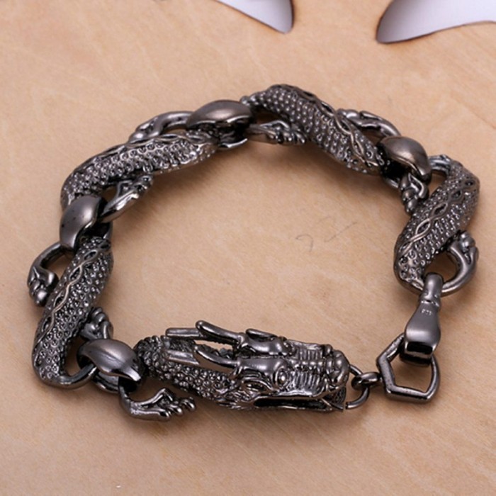 SH007 Hot Silver Jewelry Black Dragon Bracelet For Men Women
