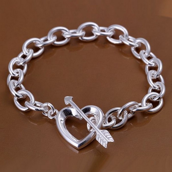 SH034-2 Fashion Silver Jewelry Heart Chain Bracelet For Women
