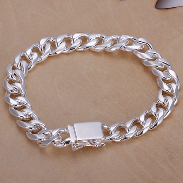 SH037 Fashion Silver Men Jewelry 10MM Chain Bracelet For Women