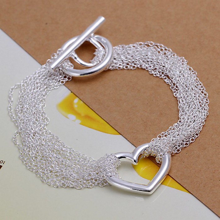 SH066 Fashion Silver Jewelry Chain Heart Bracelet For Women