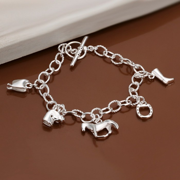 SH074 Fashion Silver Jewelry Charms Chain Bracelet For Women