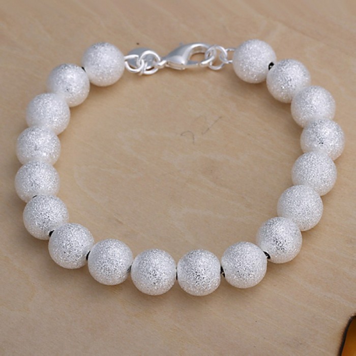 SH075 Hot Silver Jewelry 10mm Frosted Beads Bracelet For Women