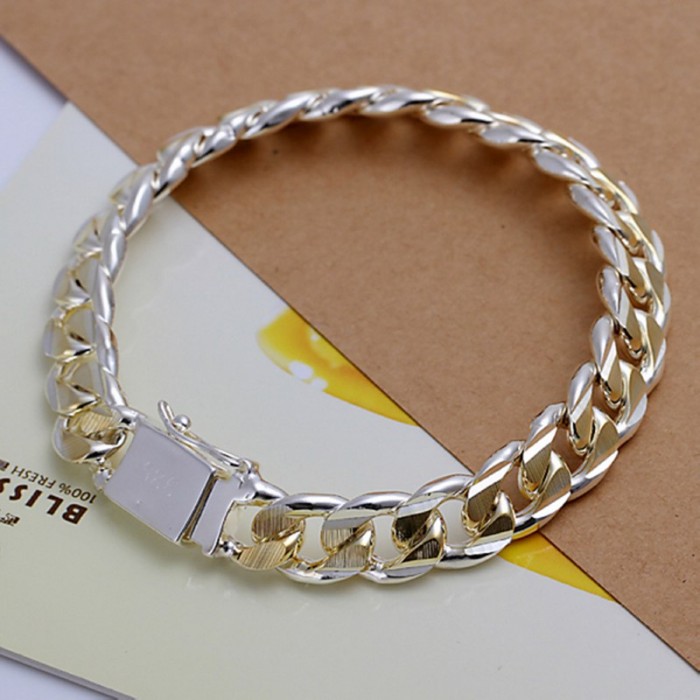 SH091 Hot Silver Men Jewelry 10M Gold Chain Bracelet For Women