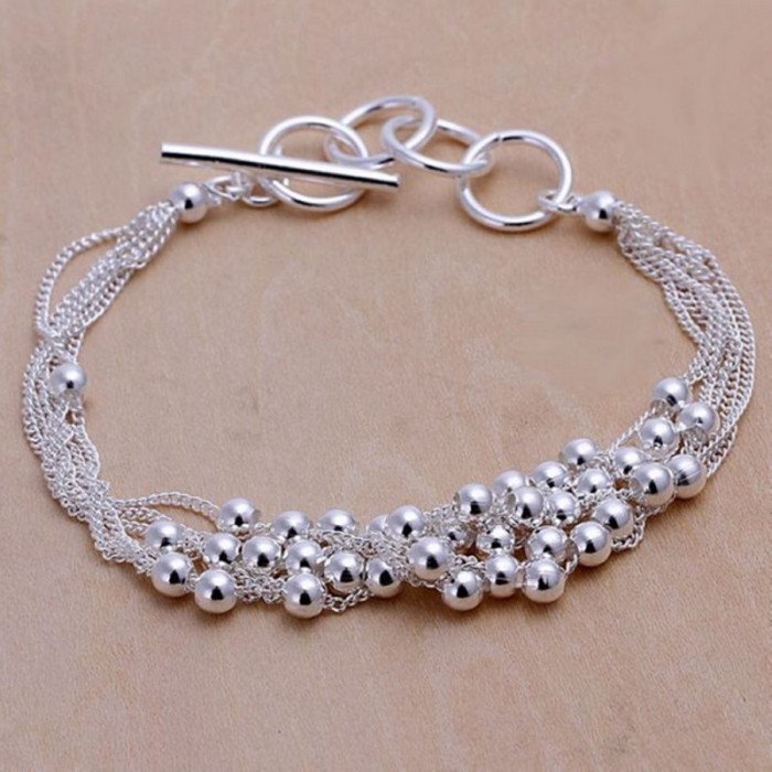 SH101 Hot Silver Jewelry 6Chain Bright Bead Bracelet For Women