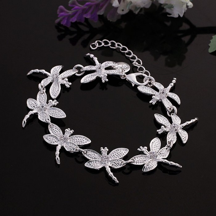 SH121 Hot Silver Jewelry Crystal Dragonfly Bracelet For Women