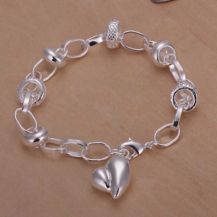 SH123 Fashion Silver Jewelry Heart Charms Bracelet For Women