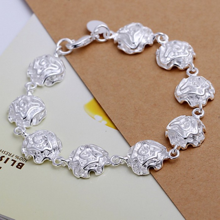 SH135 Fashion Silver Jewelry Flower Link Bracelet For Women
