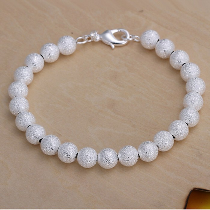 SH145 Hot Silver Jewelry 8MM Frosted Beads Bracelet For Women