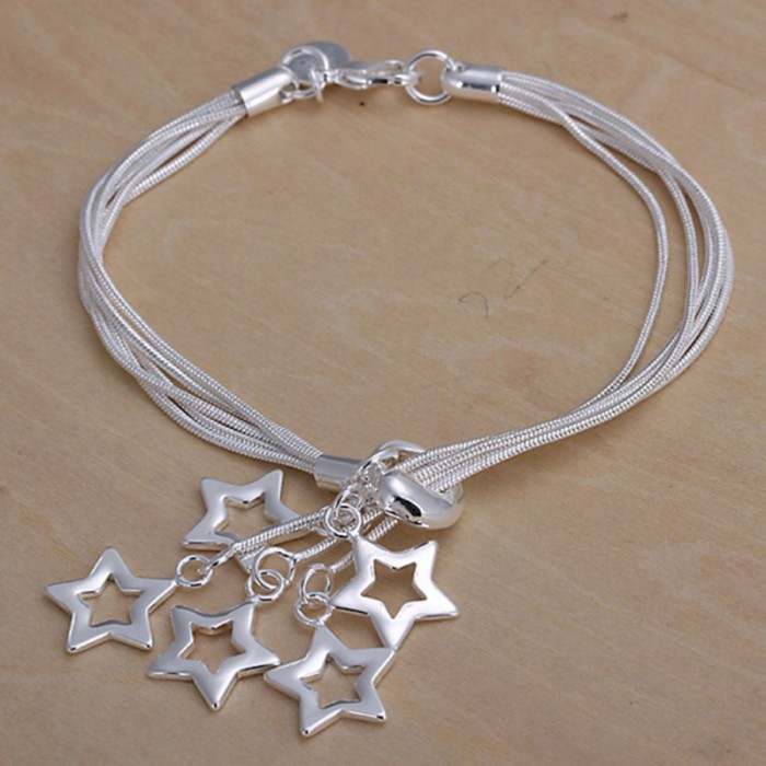 SH153 Fashion Silver Jewelry 5Chain Star Bracelet For Women