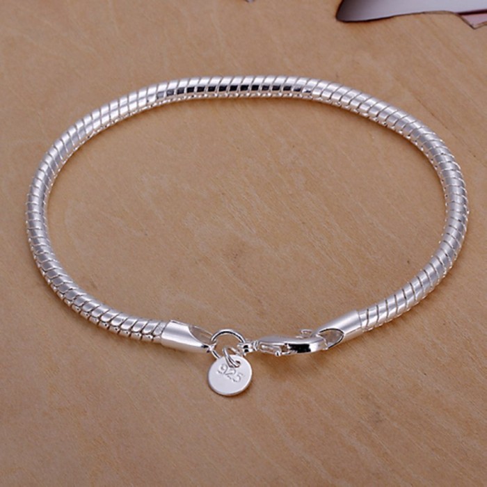 SH159 Hot Silver Men Jewelry 4MM Snake Chain Bracelet For Women