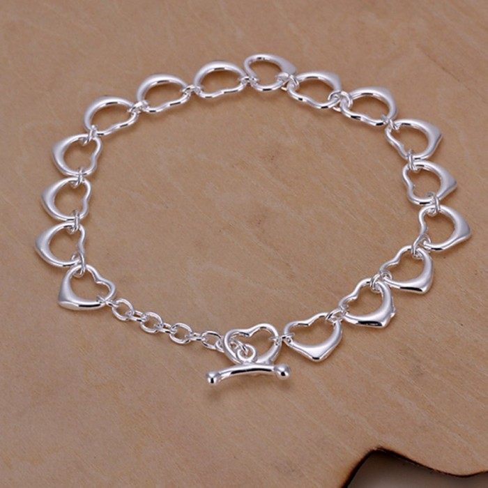 SH162 Fashion Silver Jewelry Heart Link Bracelet For Women