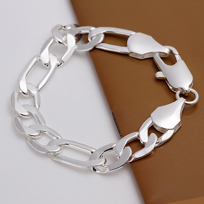 SH163 Fashion Silver Men Jewelry 12MM Chain Bracelet For Women