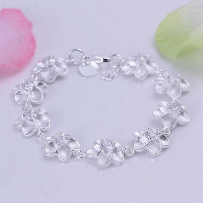 SH179 Fashion Silver Jewelry Crystal Flower Bracelet For Women