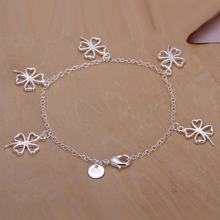 SH185 Fashion Silver Jewelry Flower Chain Bracelet For Women