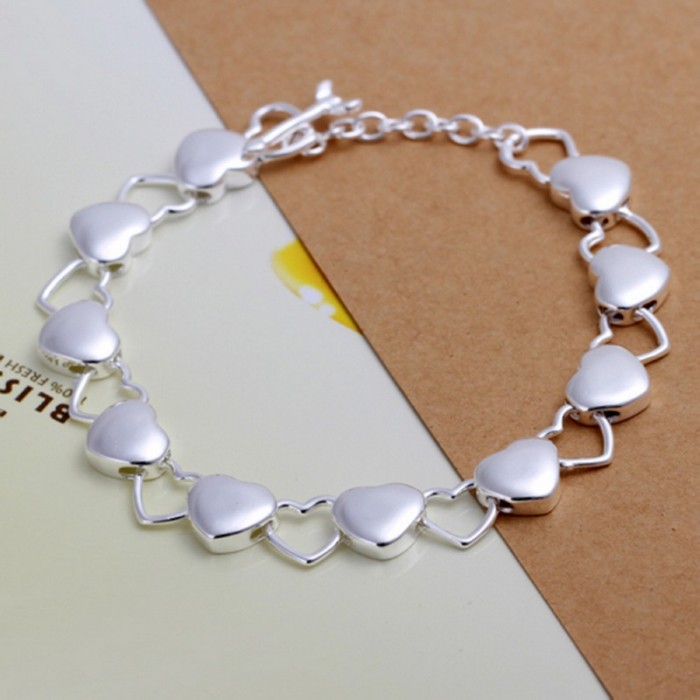 SH192 Fashion Silver Jewelry Heart Link Bracelet For Women