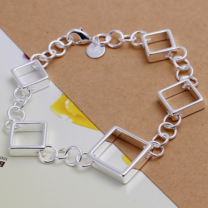 SH204 Fashion Silver Jewelry Square Chain Bracelet For Women