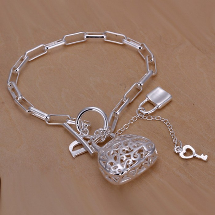 SH206 Fashion Silver Jewelry Bag Key Lock Bracelet For Women