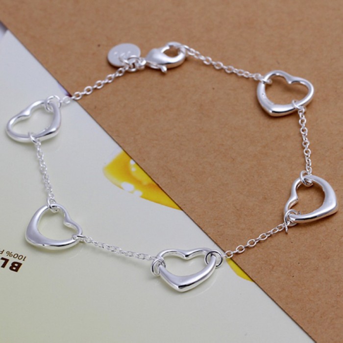 SH213 Fashion Silver Jewelry Heart Chain Bracelet For Women