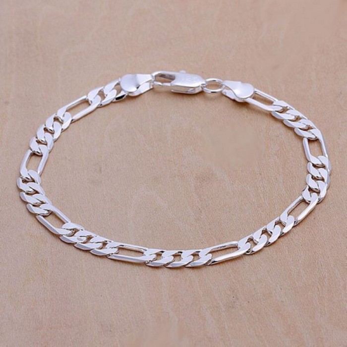 SH219 Hot Silver Men Jewelry 6MM 3+1 Chain Bracelet For Women