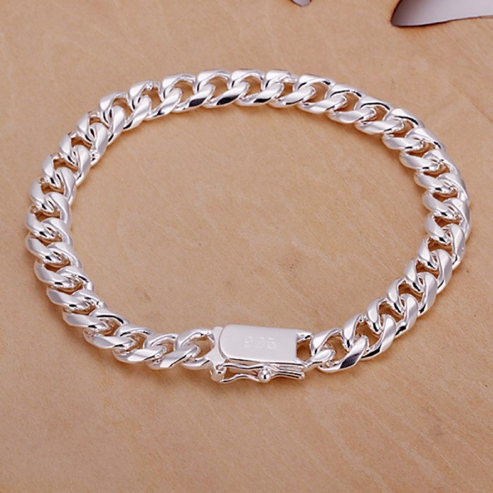 SH227 Fashion Silver Men Jewelry 8MM Chain Bracelet For Women