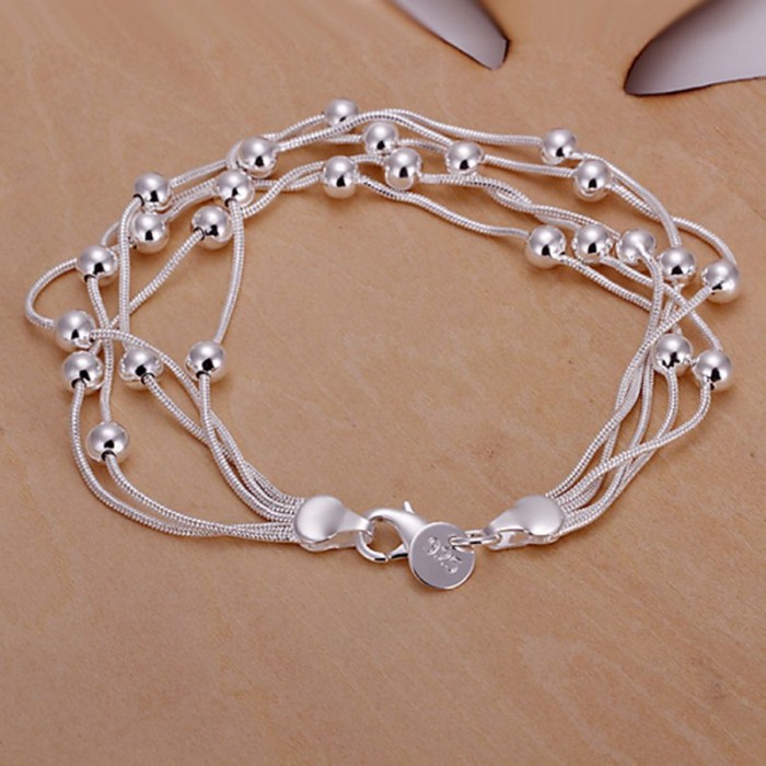 SH234 Fashion Silver Jewelry 5Chain Beads Bracelet For Women